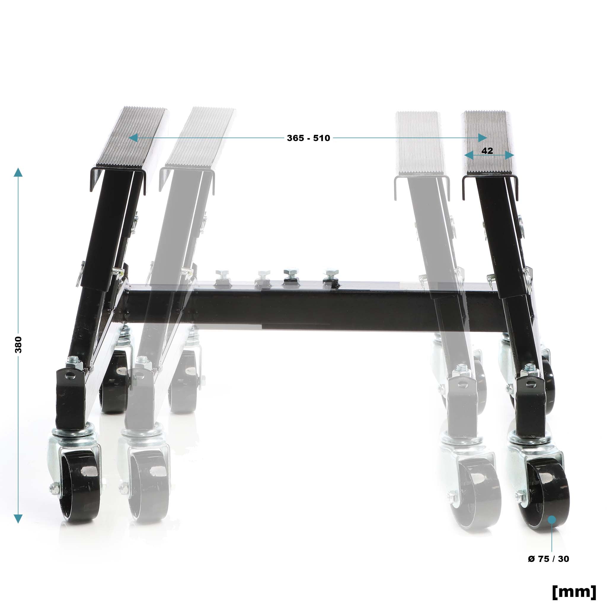 Cavalletto alzamoto a rotelle, max 680 kg, per moto e Quad