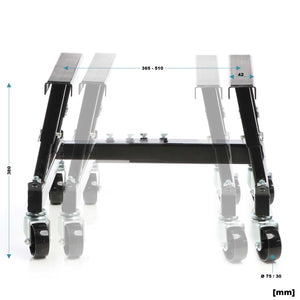 Cavalletto alzamoto a rotelle, max 680 kg, per moto e Quad