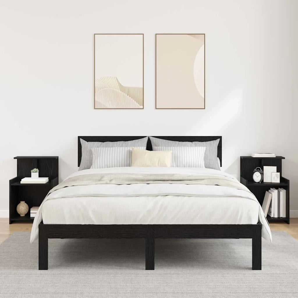 Set di 2 Comodini | Armadio da Notte | Mobiletto da notte Rovere Nero 40 x 35 x 60 cm