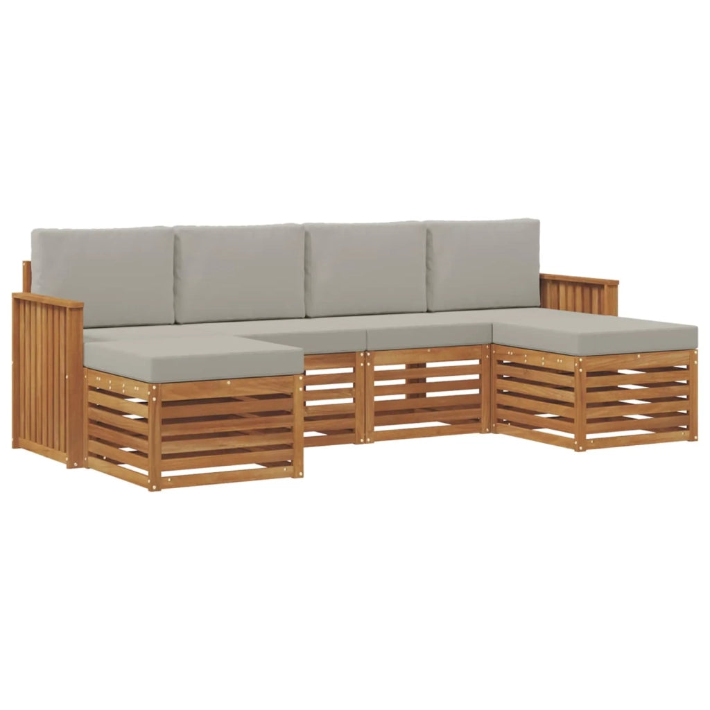 Set divani con cuscino 6 pcs Grigio Naturale e Chiaro