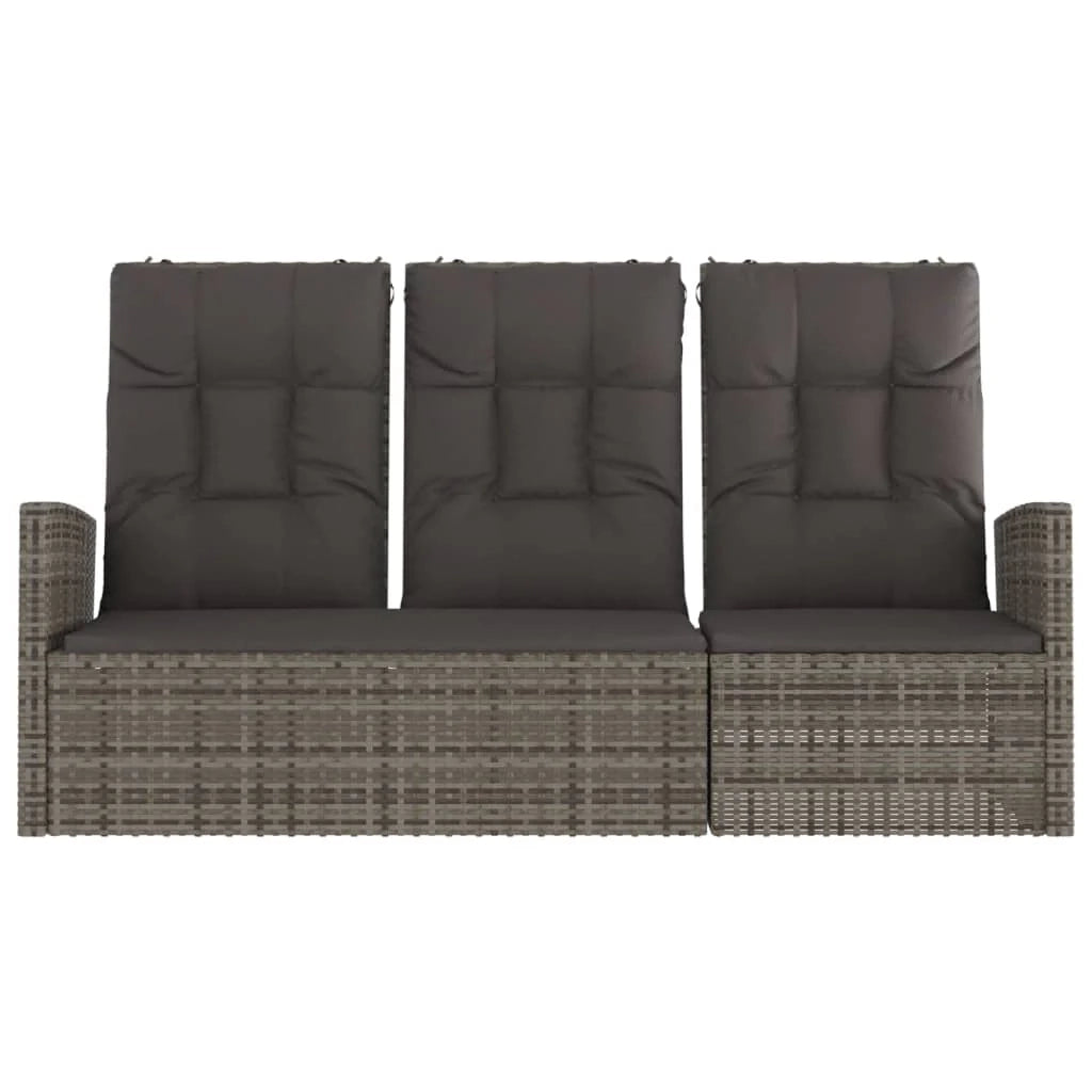 Panchina da giardino arredo esterno per patio panchina reclinabile da terrazza con cuscini grigi 173 x 62 x 95 cm resina intrecciata 02_0011738
