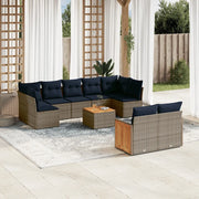 Set Divani da Giardino 10 pz con Cuscini Grigio in Polyrattan 3227979