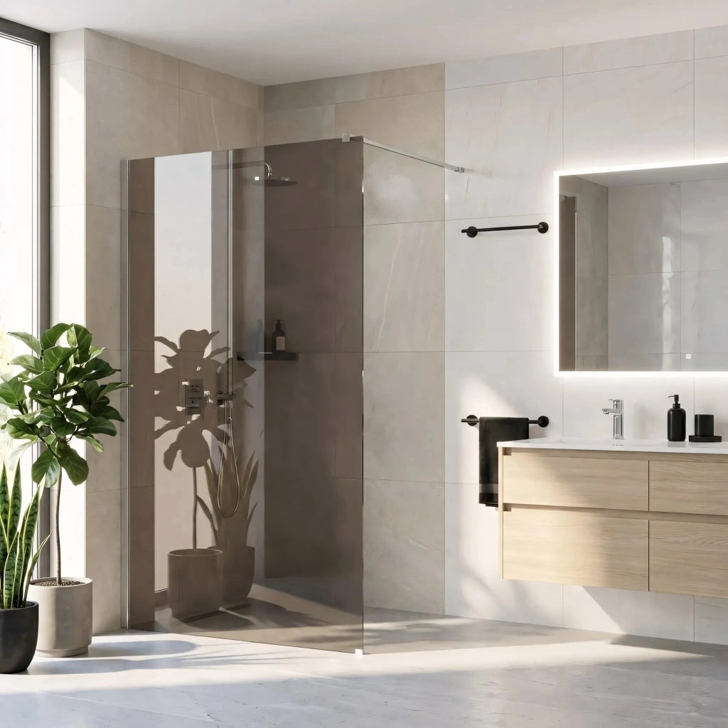 Parete Doccia Rea Flexi Brown / Chrome 140
