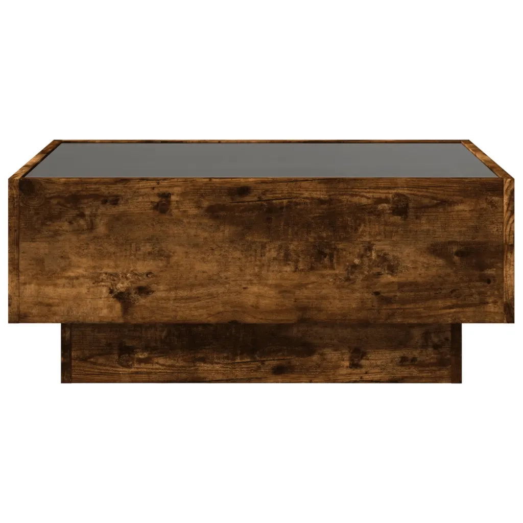Tavolino Salotto con LED Rovere Fumo 70x50x30 cm Multistrato 847515