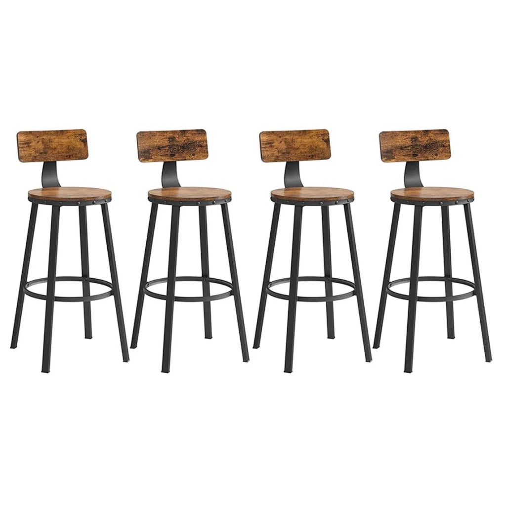 Set di 4 sgabelli da bar/sgabelli alti con schienale sedute da cucina struttura in acciaio altezza seduta 73 cm montaggio facile stile industriale marrone 12_0006198