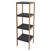 Scaffale Axis 34x33x110cm In Mdf + Bamboo Nero E Naturale