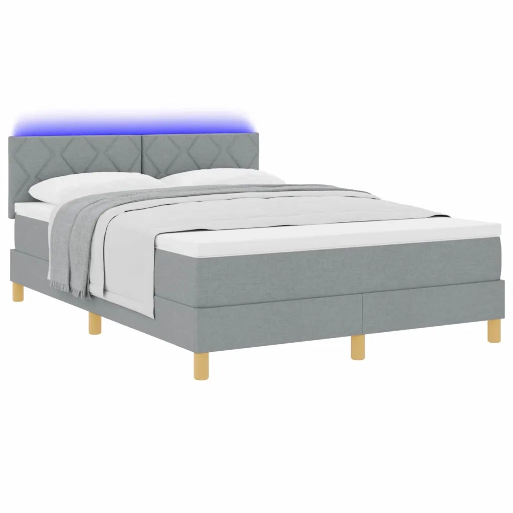 Letto a Sorgente LED con led Grigio chiaro 140 x 190 cm Tessuto 3342513