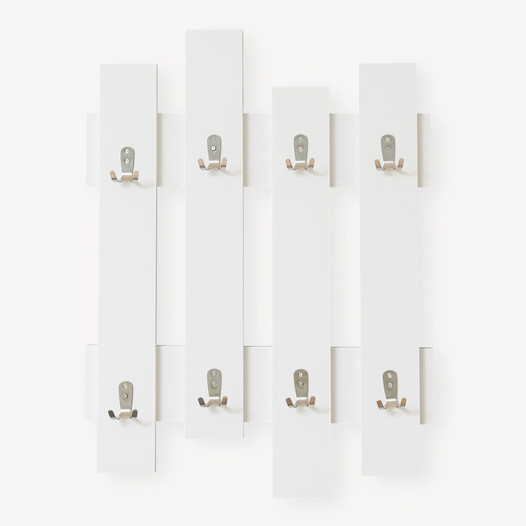 Appendiabiti da Muro Raseborg a 4 Pannelli per Ingresso 80 x 60 cm Bianco [en.casa]