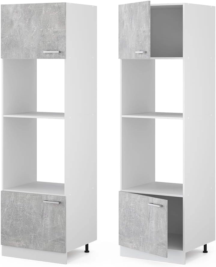 Mobile cucina microonde R-Line, Calcestruzzo, 60 cm, per la libera combinazione all'interno di sistemi cucina modulari
