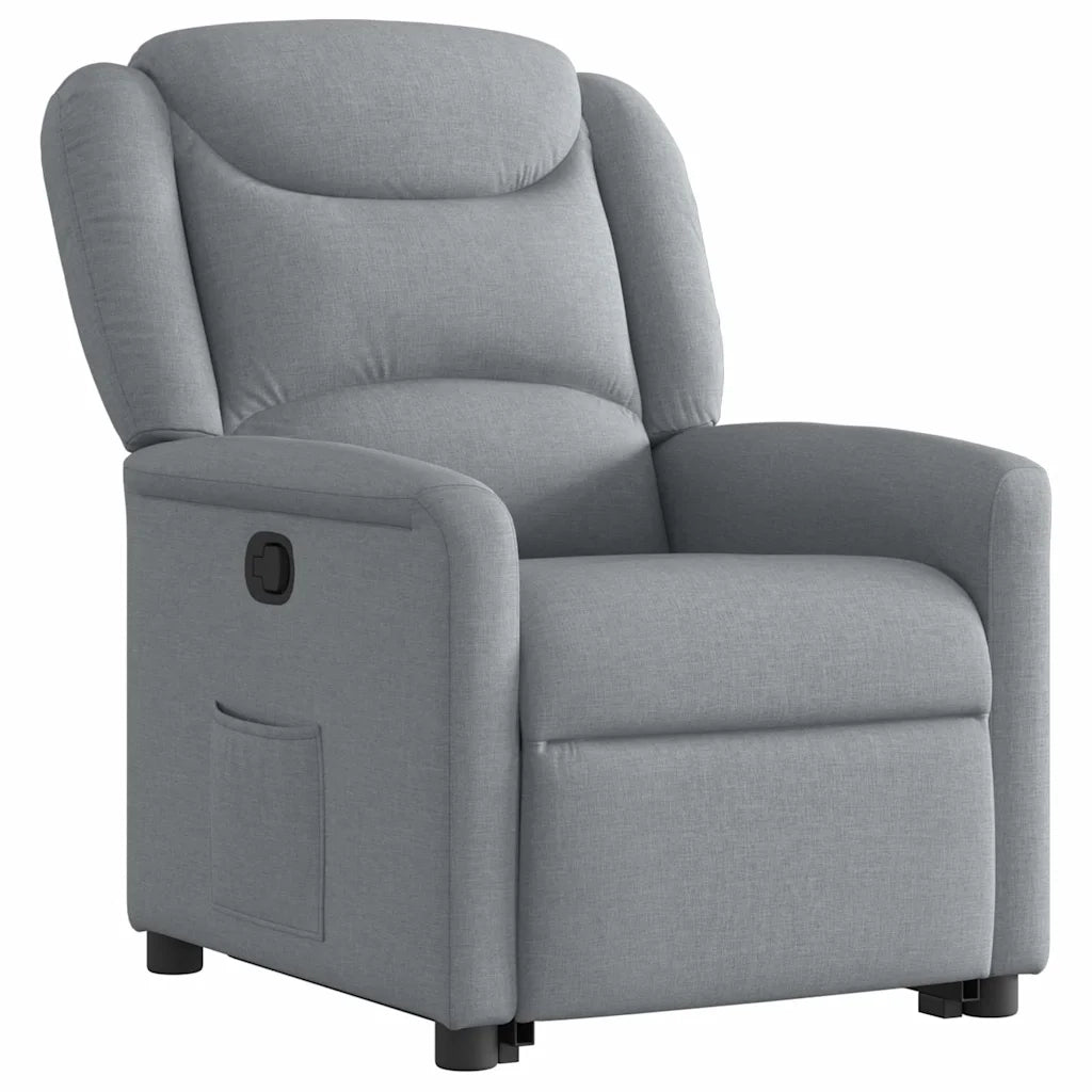 Poltrona Alzapersona Reclinabile Grigio Chiaro in Tessuto 3303194