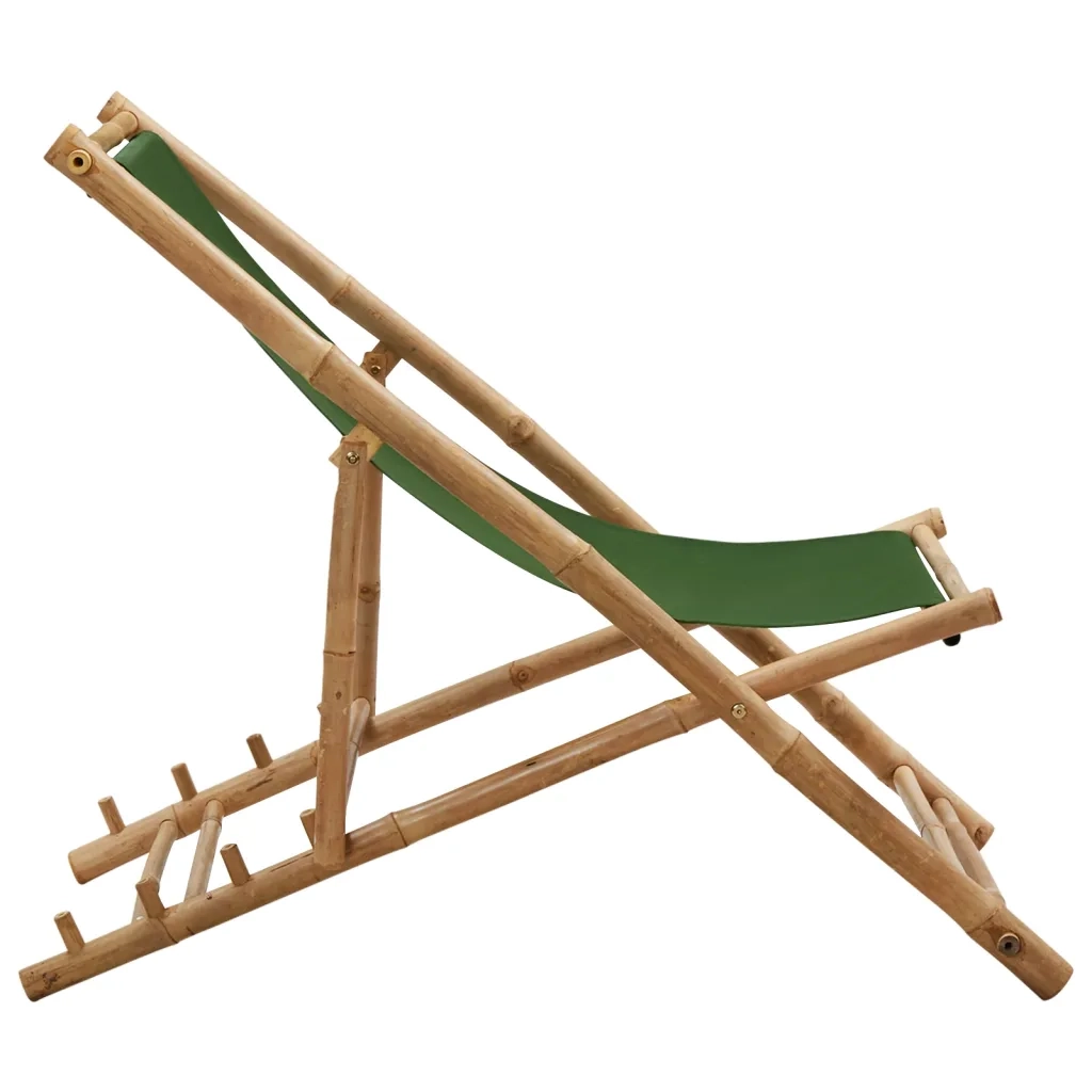 Sedia a Sdraio in BambÃ¹ e Tela Verde cod mxl 8878