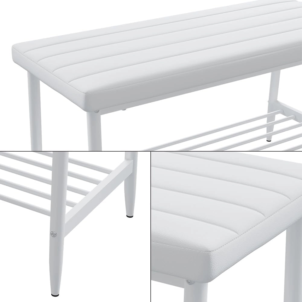 Panca Grand, Bianco, 85 x 35 cm, per l’utilizzo come set da pranzo in cucina o sala da pranzo