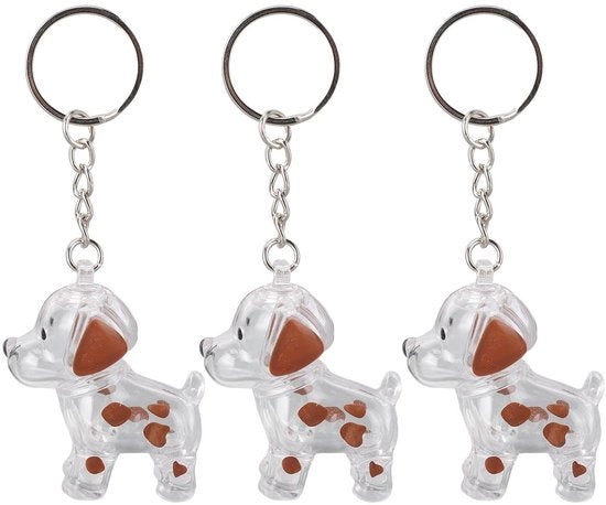 Porta chiavi per cani con flaconcino trasparente - 3 pezzi - Design elegante - Ricordo per amanti degli animali