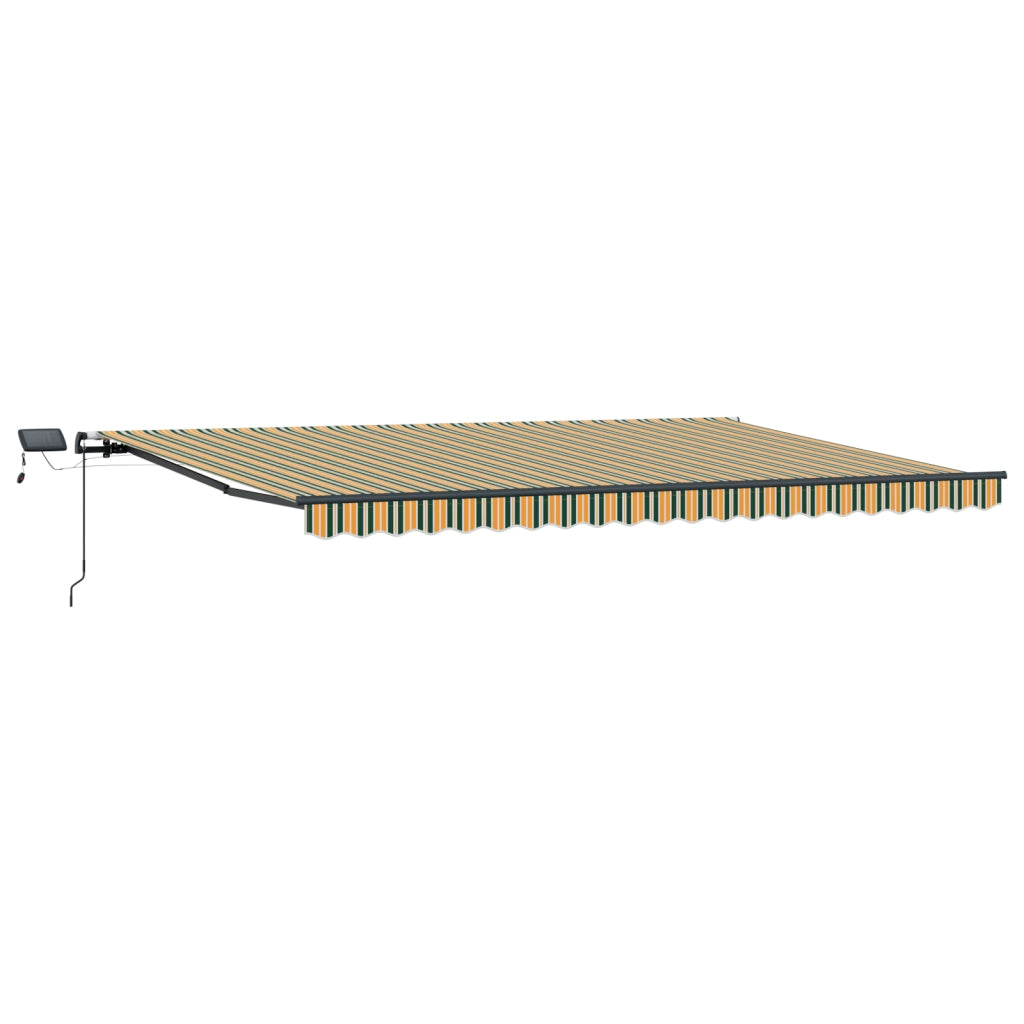 Tenda Retrattile Manuale con LED Verde e Giallo 500x300 cm