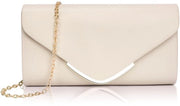 Clutch da donna, borse in pelle naturale con cinturino rimovibile, elegante borsa avvolgibile per la sera, borsa da braccio modaiola per evento, matrimonio, festa, gala, uscita (22 x 11,7 x 4,8 cm)