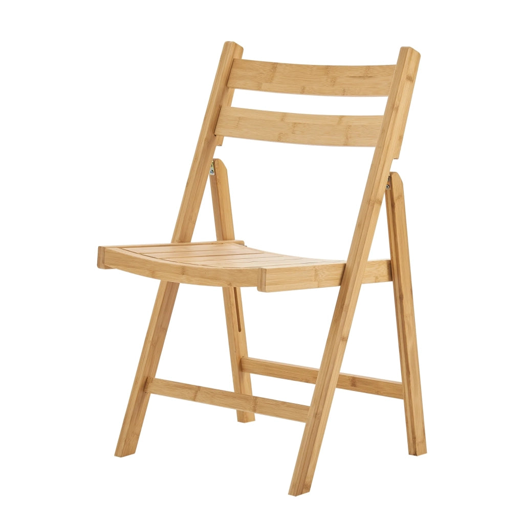 Set di 2 sedie pieghevoli da esterno per giardino campeggio e terrazza bambù 78 x 45 x 40 cm naturale 03_0009636