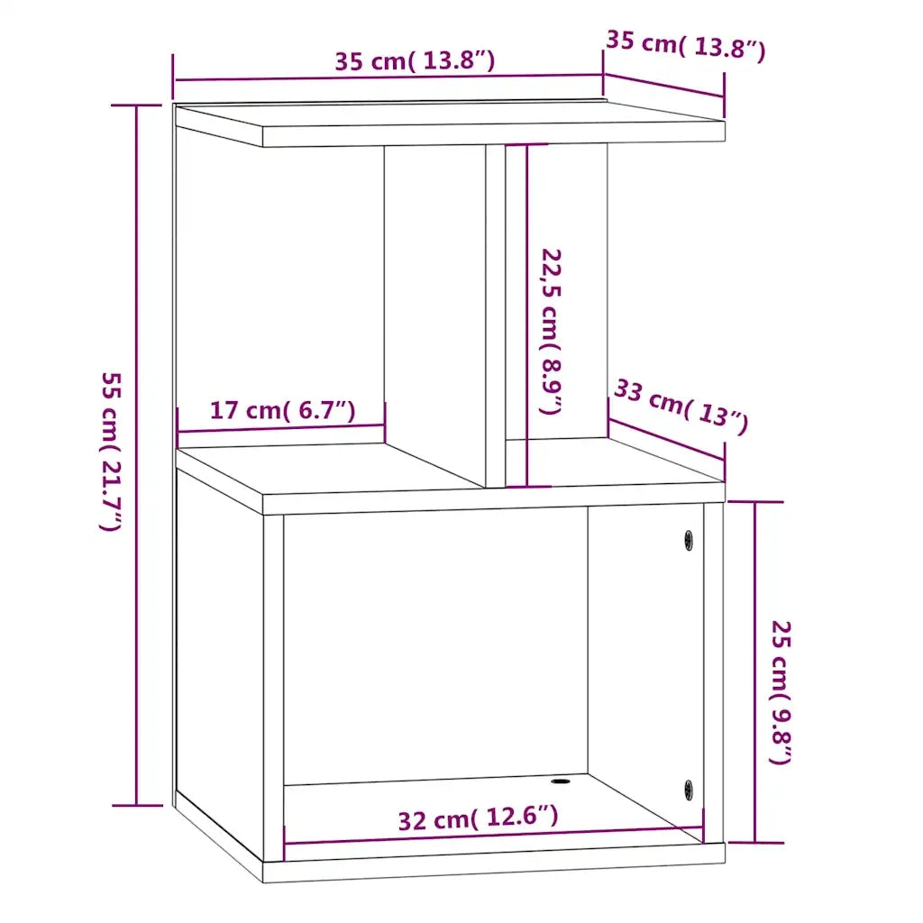 Comodini 2 pz Rovere Marrone 35x35x55 cm in Legno Multistrato 815188