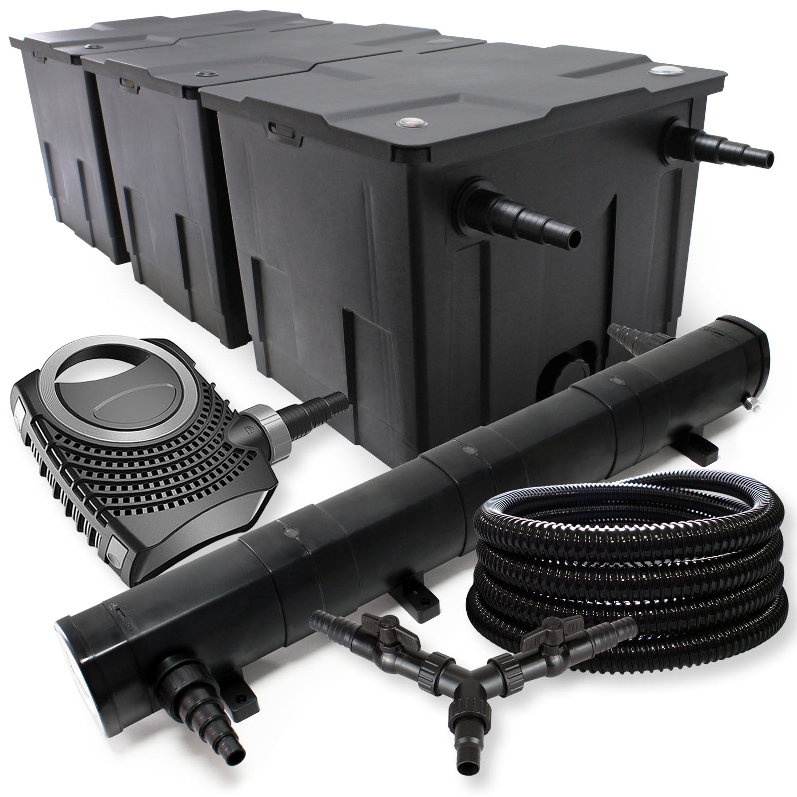 Set Filtro 90000l Chiarificatore laghetto 72W Pompa NEO8000 70W Tubo 25m