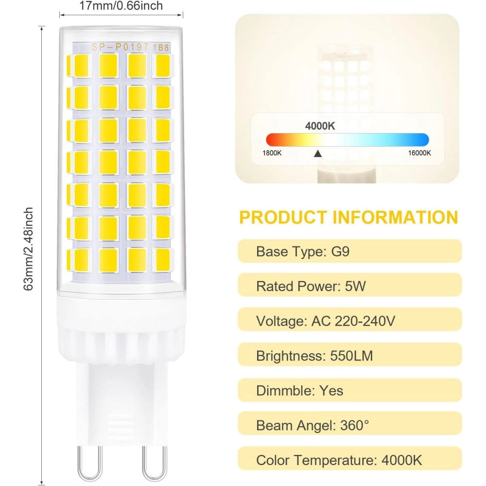 Trade Shop - Lampadina Faretto 5w Led 72 Smd 2835 Attacco G9 Luce Bianca Fredda Calda 220v - -bianco Freddo      -