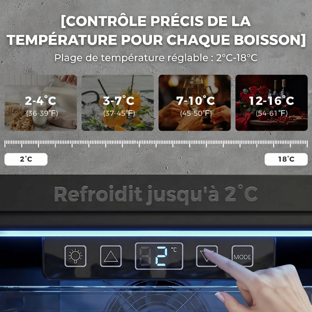 Frigo Bevande 70L 70 Lattine ¨C Zephmum ¨C Nero Porta Vetro Temperato