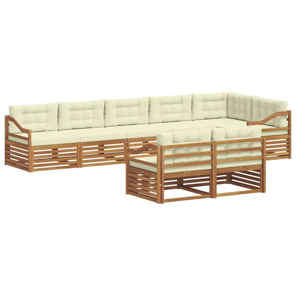 Set di divani da esterno con cuscino 8 pcs Naturale e Crema