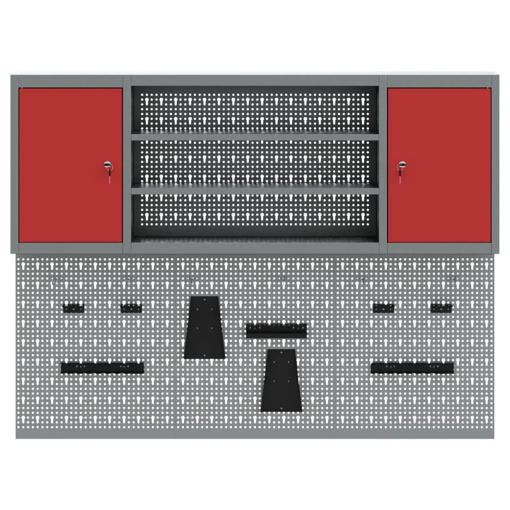 Set di armadi per attrezzi con lo scaffale 6 pcs Rosso 3321409