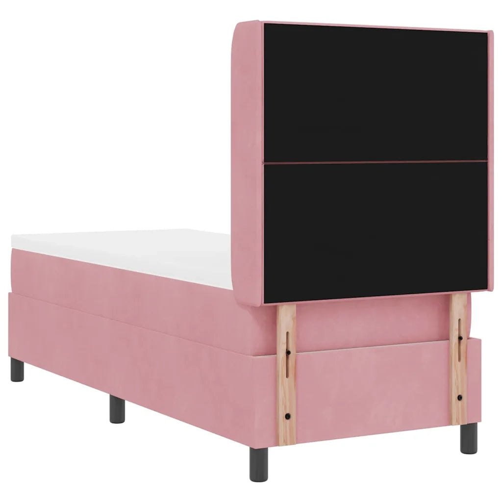 Letto a molle con materasso con led Rosa 80 x 200 cm Velluto 3343897