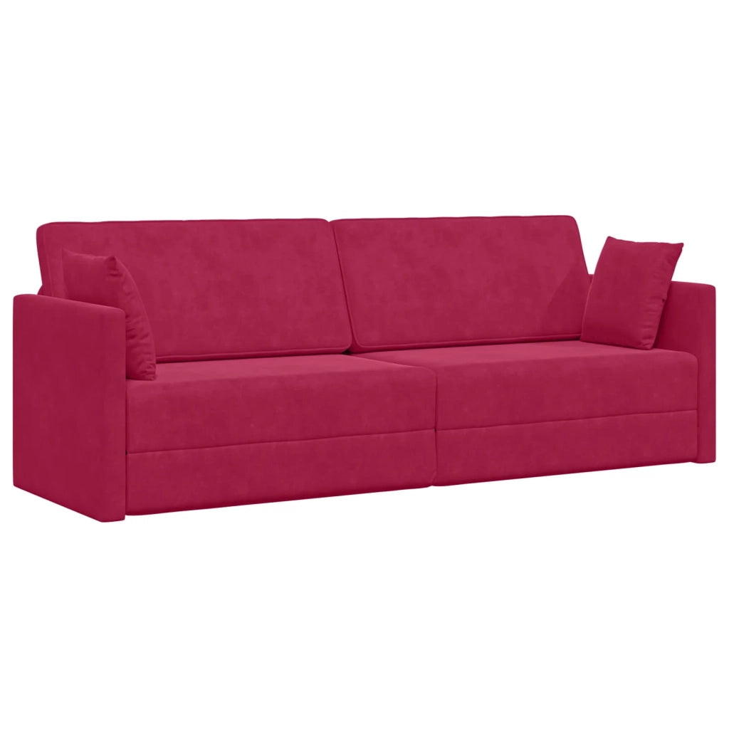Divano-letto da pavimento Rosso Vino 213 x 70 x 77 cm Velluto 4106729