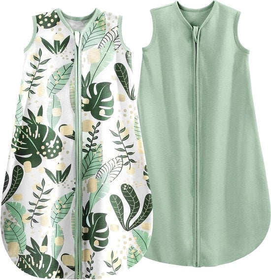 Sacco da sonno 2 pezzi 6-12 mesi - Coperta portatile - Verde - 0,5 TOG - 100% Cotone - Bambino allattato