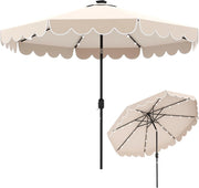 Ombrellone da Giardino Ø 300 cm con 24 Luci a LED, Apertura a Manovella, Inclinazione Regolabile a 35°, Ombrellone da Esterno per Terrazza, Spiaggia, Balcone, Anti UV, Senza Base