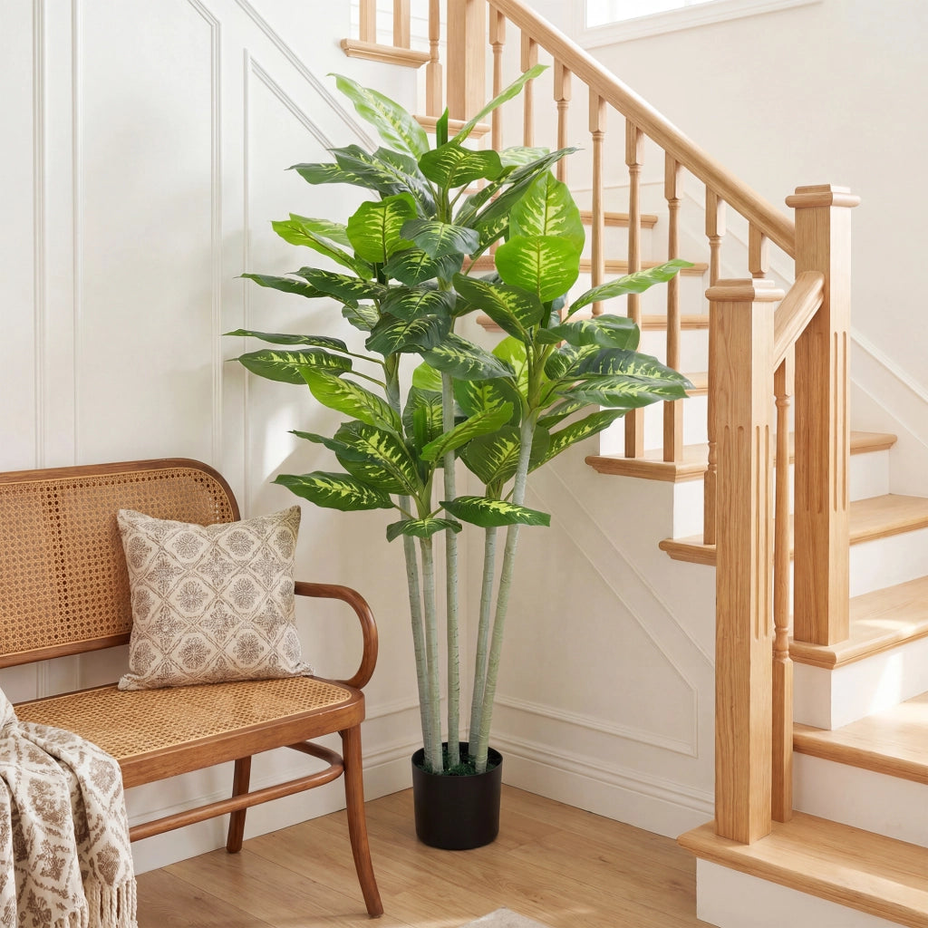 Pianta artificiale Calathea ¨C zephmum ¨C 150 cm vaso cemento 53 foglie