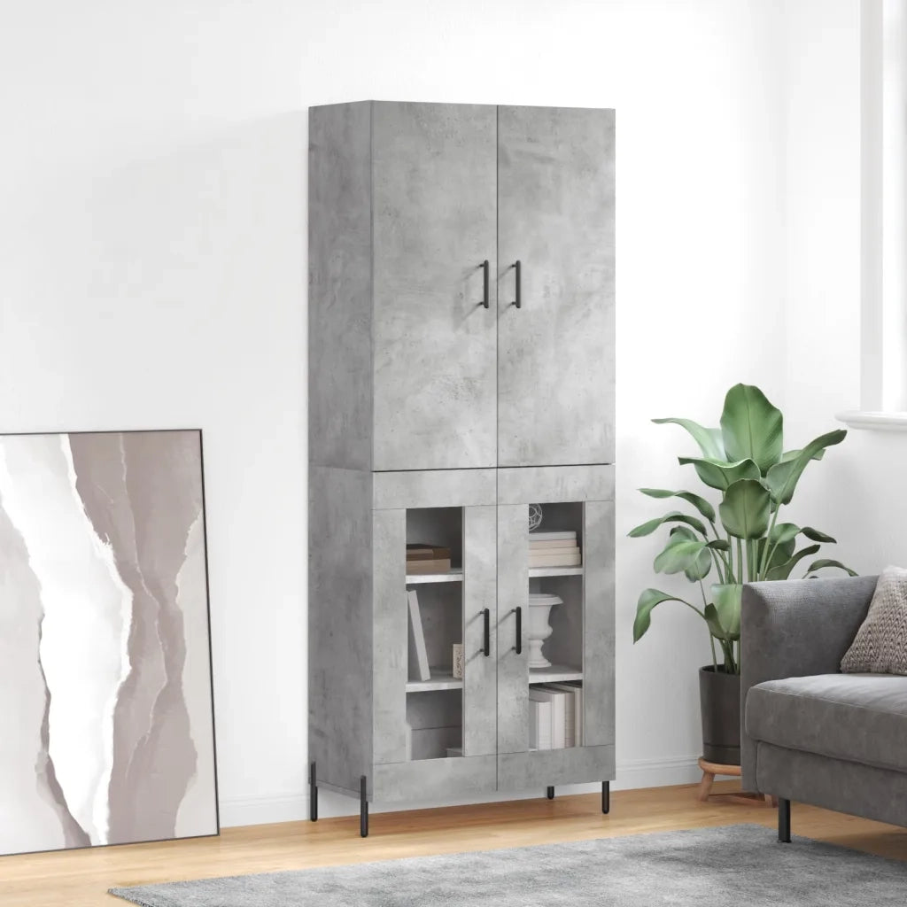 Credenza-Buffet-Armadio da cucina Grigio Cemento 69,5x34x180 cm in Legno Multistrato 545013