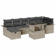 Set Divano da Giardino 8 pcs Grigio chiaro Poly Rattan 3359689