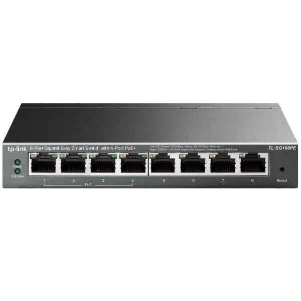 Switch 8p gigabit di cui 4p poe e tp-link metal case - TL-SG108PE