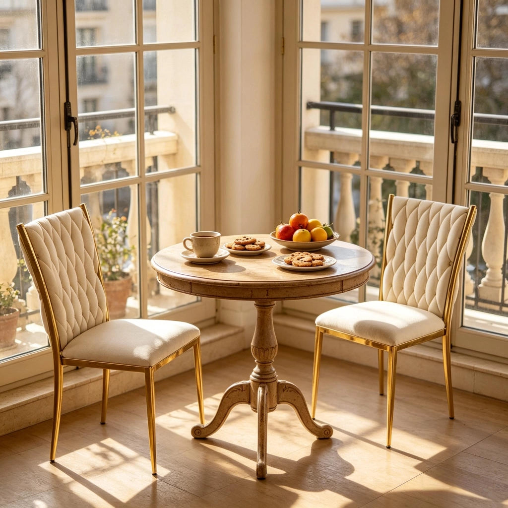 SEDIA da pranzo imbottita Set da 2 pezzi 47x94,5x59,5 cm Crema/Oro