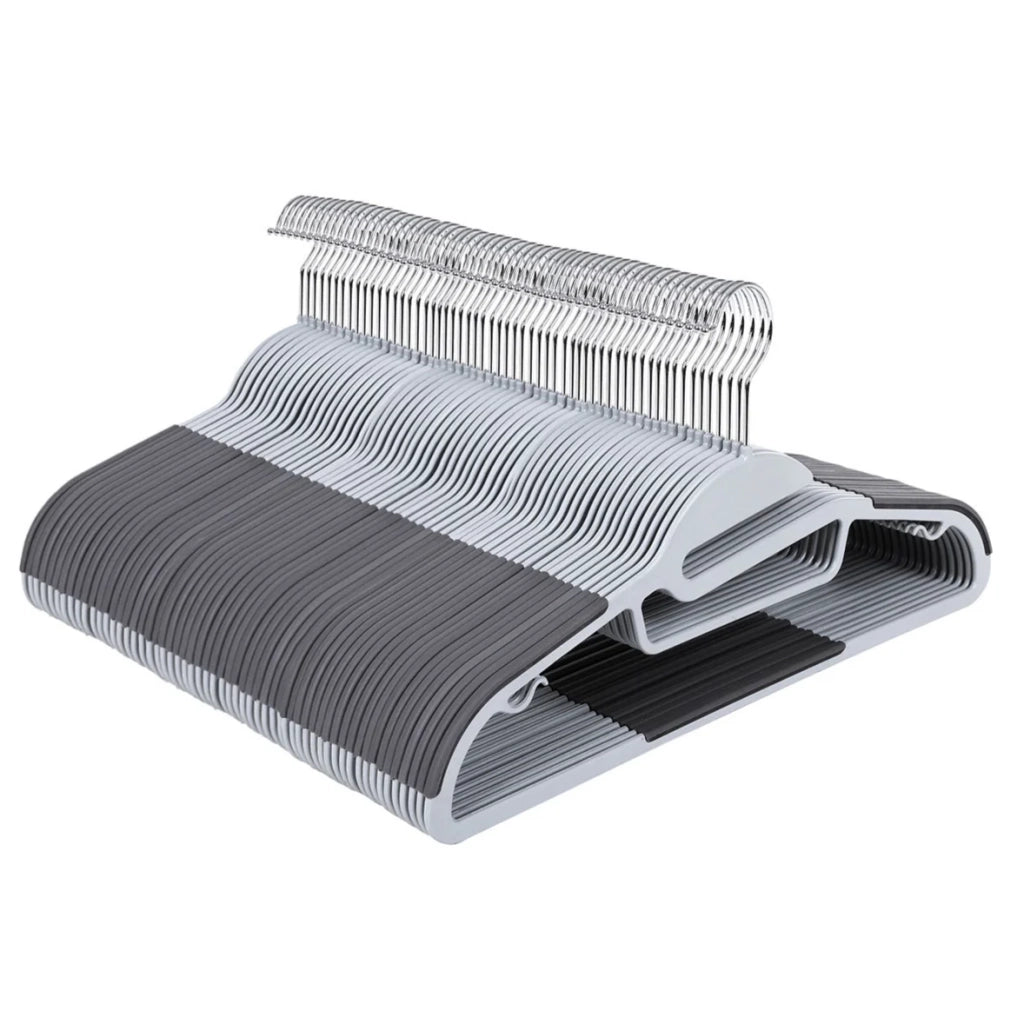 Set di 20 grucce multifunzionali antiscivolo e resistenti in plastica lunghe 415 cm grigie 12_0006279