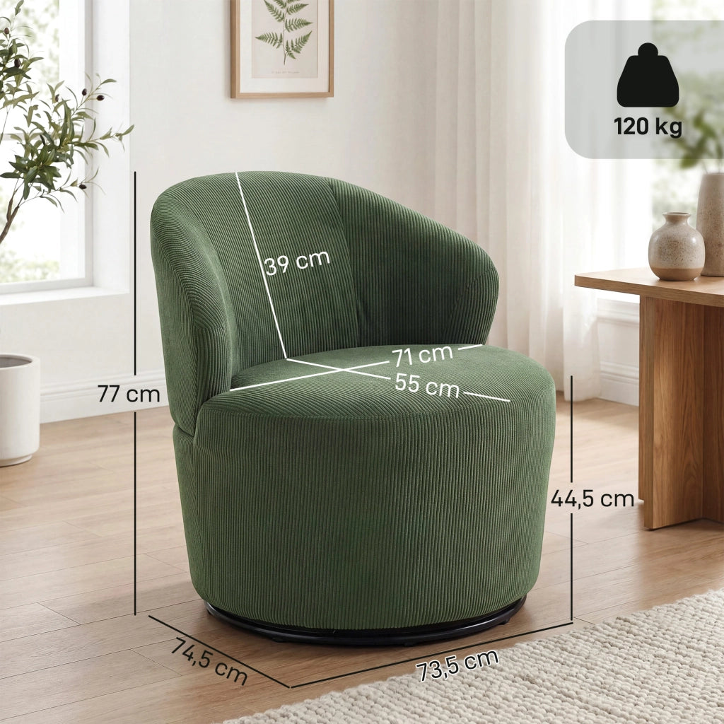 Poltrona girevole moderna 360¡ã ¨C Xylo ¨C tessuto verde con base rotonda