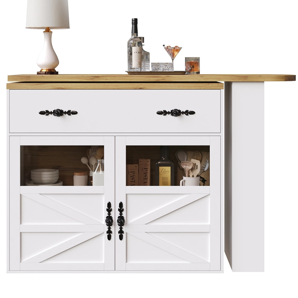 Tavolo Bar Allungabile con Vano Contenitore ¨C MINIMAL ¨C Bianco, 138-204x39x104 cm