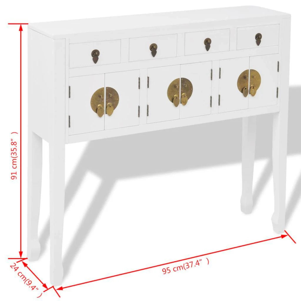 Buffet credenza mobiletto consolle mobile contenitore in stile cinese legno massello bianco 4402004