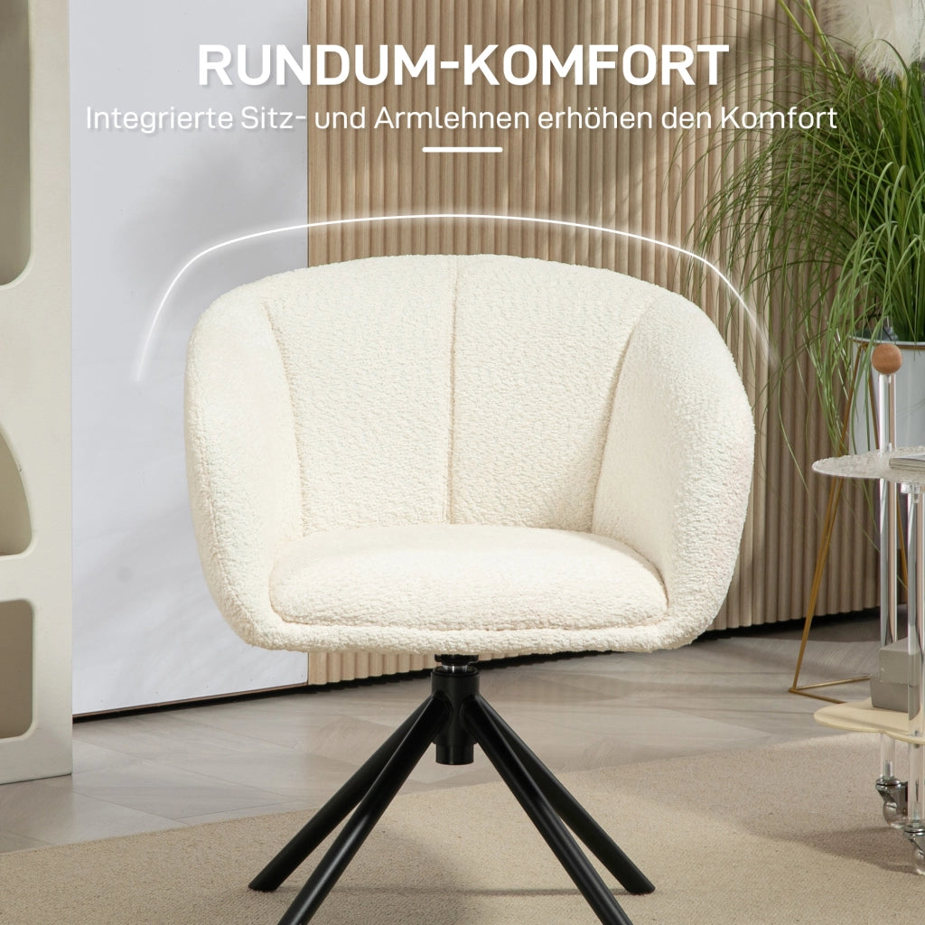 POLTRONA girevole 58,5x59x78,5 cm in poliestere bianco crema