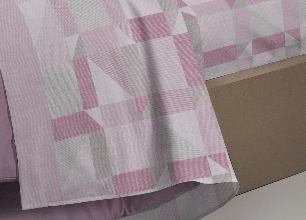 Completo Lenzuola Flanella Linea SuperEuropa 100% Cotone Disegno Atene 7879 - Singolo - Rosa