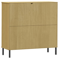 Libreria con Gambe Metallo Marrone 90x35x90,5 cm Massello OSLO