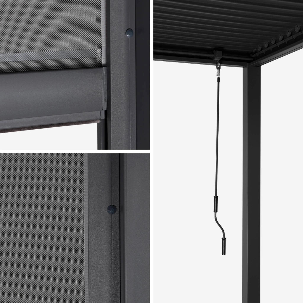 Pergola bioclimatica 3x6m + 2 tende 3m, antracite