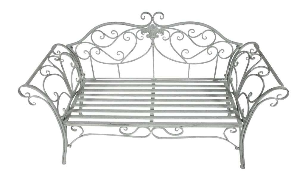 Biscottini Divanetto panca sedia seduta poltrona in ferro finitura grigia anticata L133xPR47xH90 cm