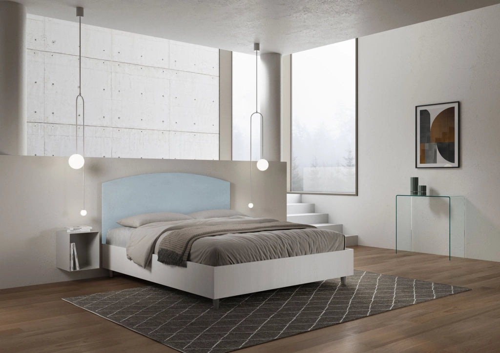 Letto Matrimoniale 160x200 cm con Rete Antilia Azzurro