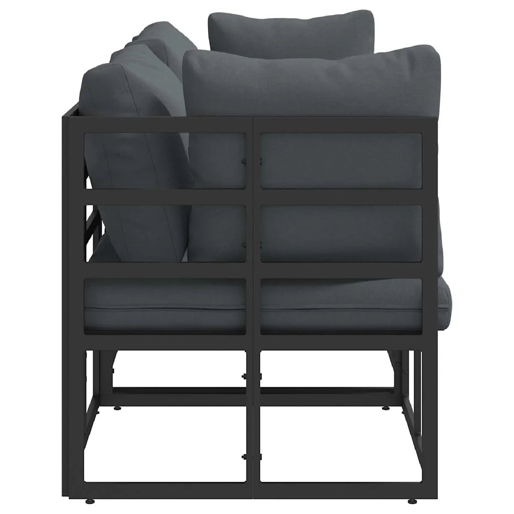 vidaXL Mobili da Esterno con cuscino con cuscino 3 pcs Nero Alluminio