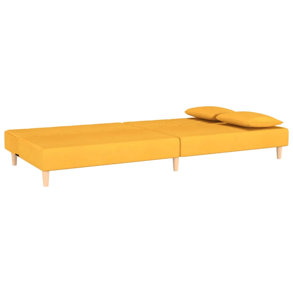 Divano Letto a 2 Posti con 2 Cuscini Giallo in Tessuto 375895
