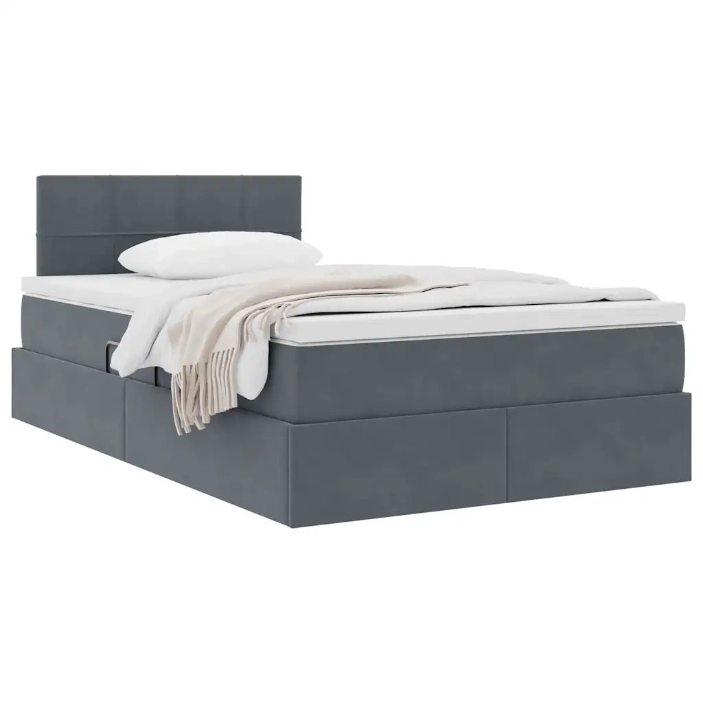 Letto con Contenitore Grigio scuro 120 x 190 cm Velluto