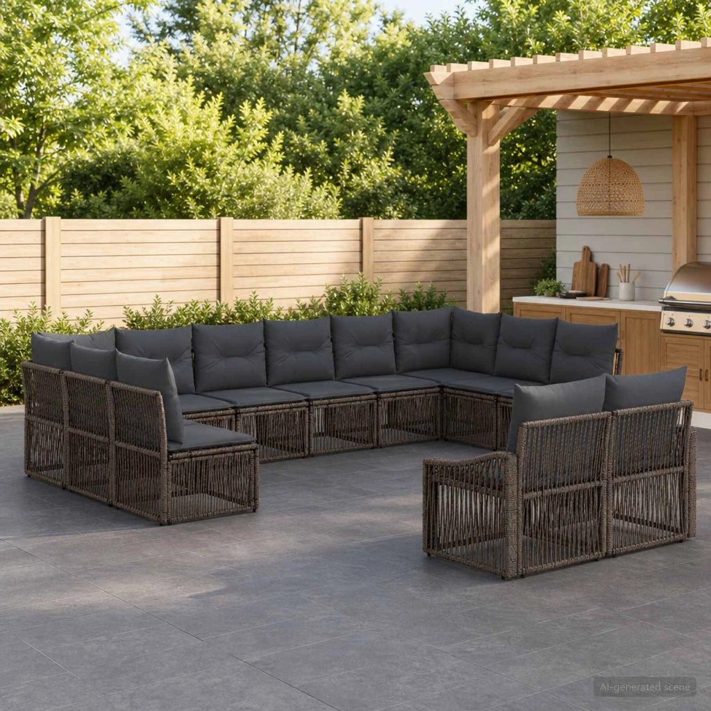 Set Divano da Giardino 12 pz Grigio polyrattan 3436151