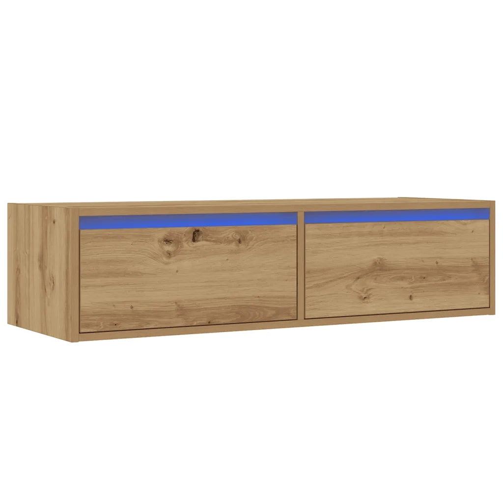 Mobile Porta TV con Luci LED Rovere Artigianale 100X35,5x25 cm 860246